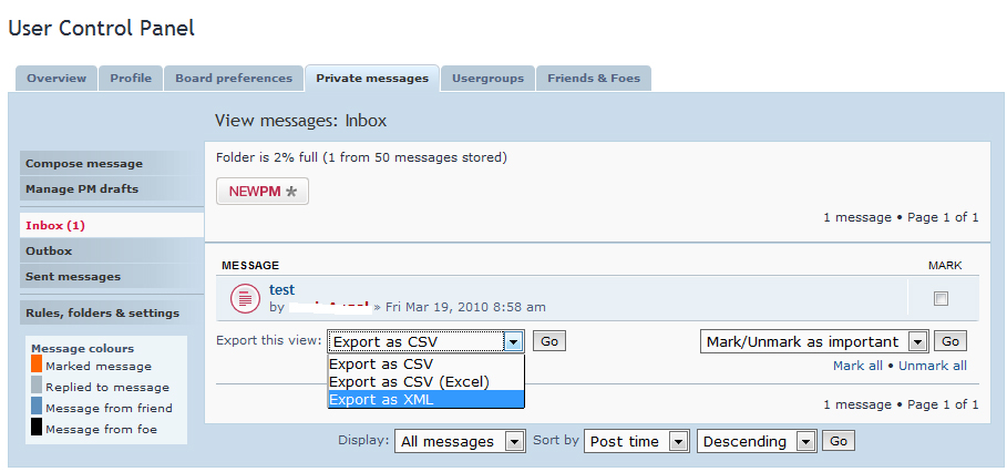 Export from PhpBB3